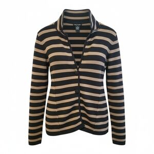 Audrey & Grace Black and Tan Striped Cardigan